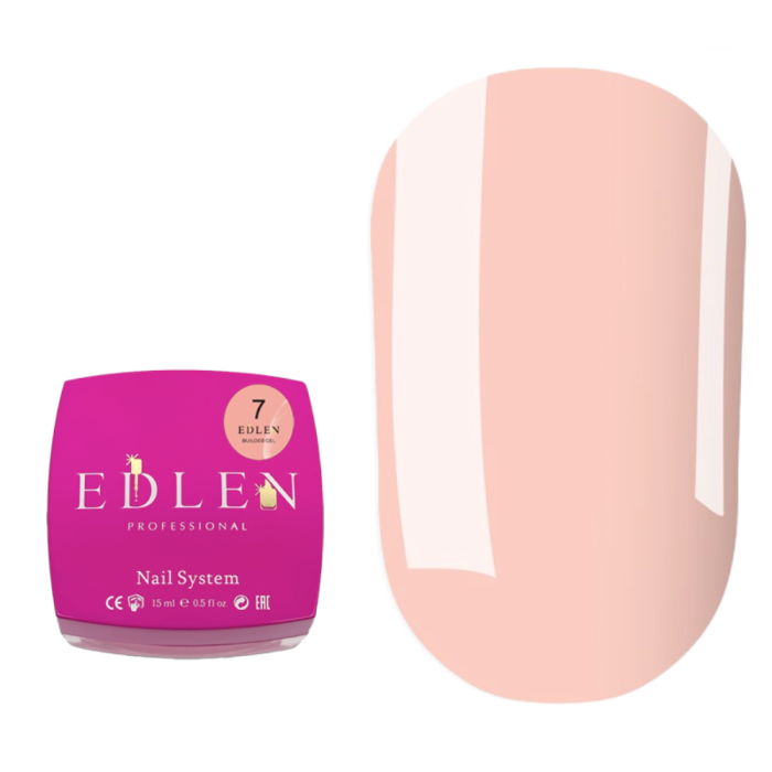 Гель для нарощування Edlen Builder Gel №07, рожево-бежевий, 15 мл