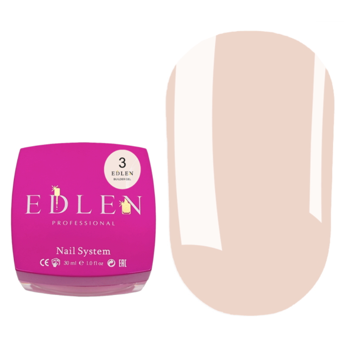 Гель для наращивания Edlen Builder Gel №03, светлый теплый бежевый, 30 мл