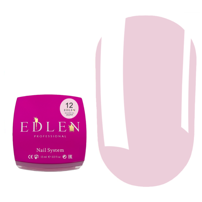 Гель для нарощування Edlen Builder Gel Lollipop №12, ніжно-рожевий, 15 мл