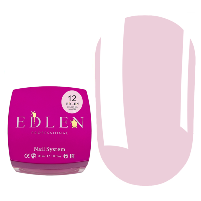 Гель для нарощування Edlen Builder Gel Lollipop №12, ніжно-рожевий, 30 мл