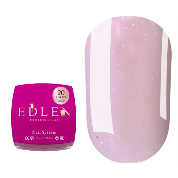 Гель для наращивания Edlen Builder Gel Princess №20, нежно-розовый с микроблеском, 15 мл