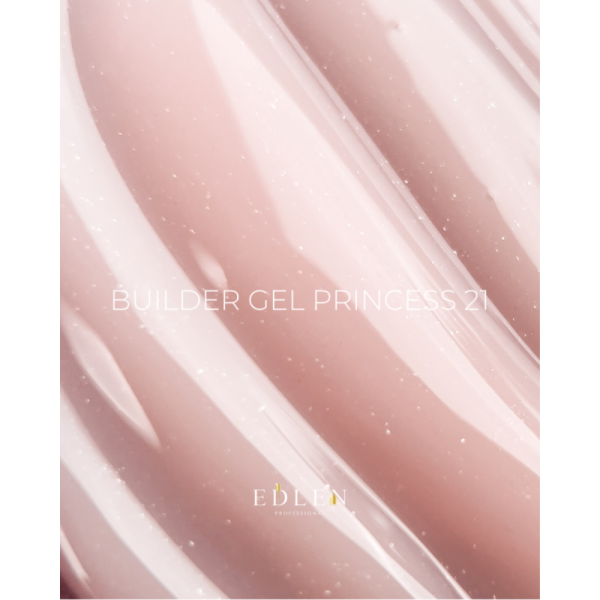 Гель для нарощування Edlen Builder Gel Princess №21, рожево-персиковий з мікроблиском, 15 мл