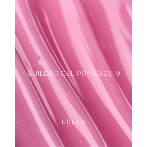 Гель для наращивания Edlen Builder Gel Princess №19, розовый с микроблеском, 30 мл