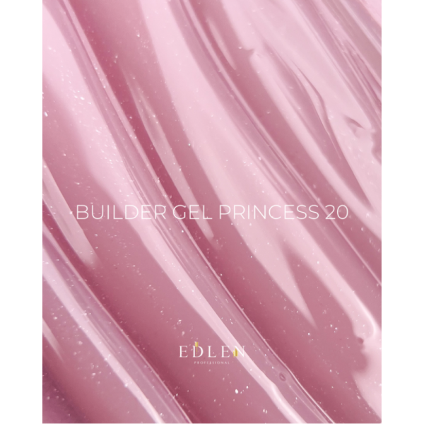 Гель для нарощування Edlen Builder Gel Princess №20, ніжно-рожевий з мікроблиском, 30 мл