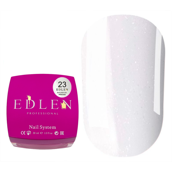 Гель для наращивания Edlen Builder Gel Princess №23, молочный с микроблеском, 30 мл