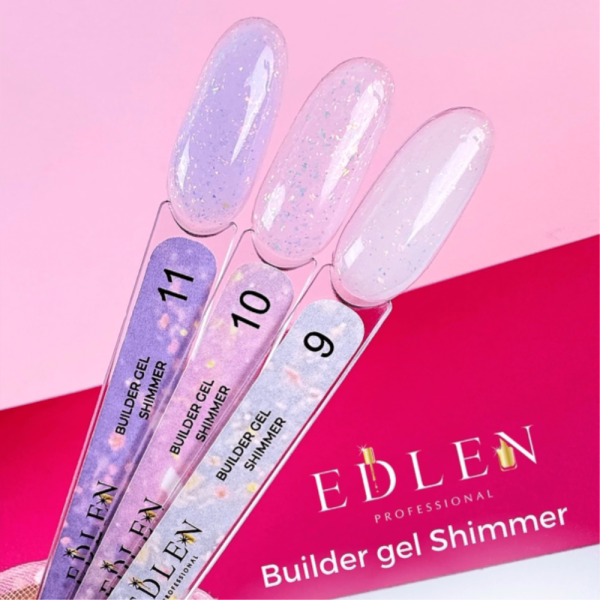 Гель для наращивания Edlen Builder Gel Shimmer №11, лиловый с опаловыми блестками, 15 мл