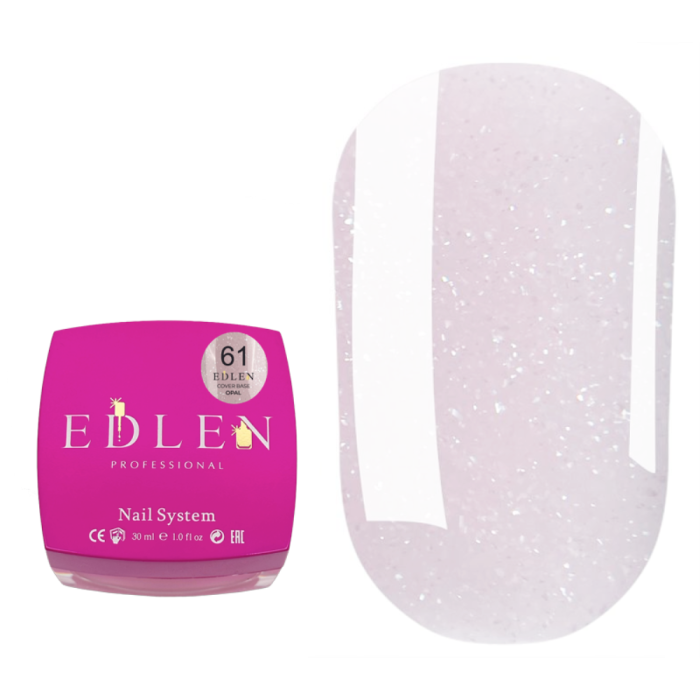 База камуфлююча Edlen Cover Base Opal №61, рожева з опаловим шиммером, без пензлика, 30 мл