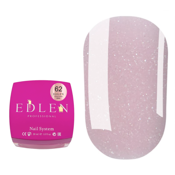 База камуфлирующая Edlen Cover Base Opal №63, нежно-розовая с опаловым шиммером,без кисточки,30 мл