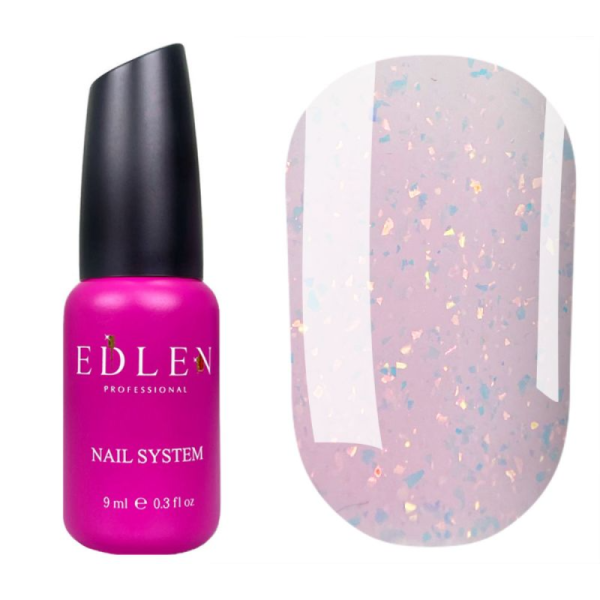 База камуфлирующая Edlen Cover Base Shimmer №65, розовая с цветными хлопьями юки, 9 мл
