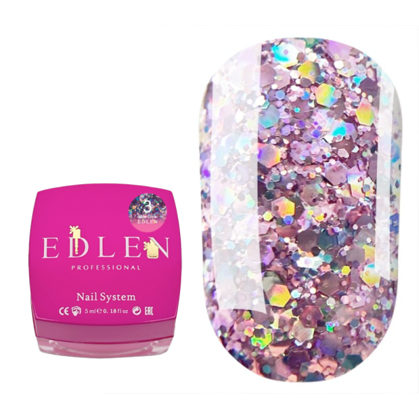 Edlen Disco Glitter №03 - глітерний гель, рожево-лілова, 5 мл