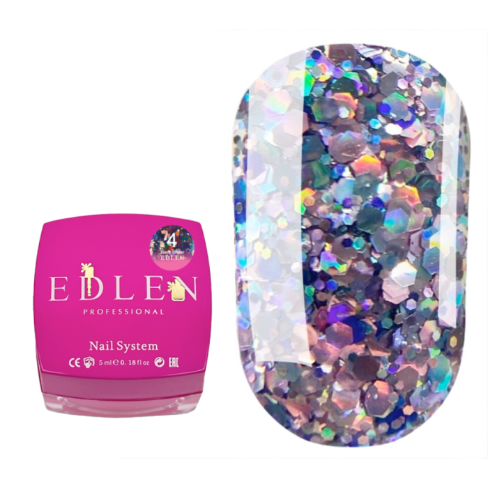 Edlen Disco Glitter №04 - глітерний гель, сріблясто-синій, 5 мл