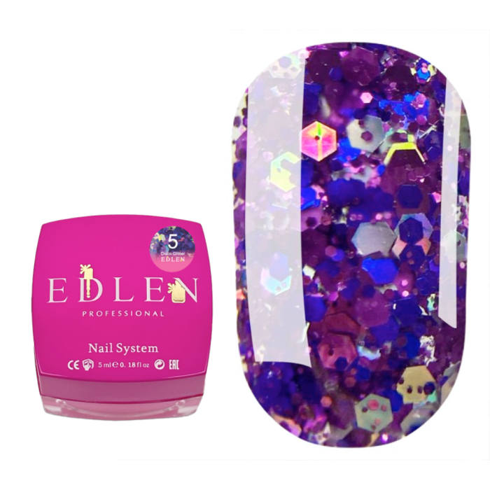 Edlen Disco Glitter №05 - глітерний гель, фіолетово-синій, 5 мл