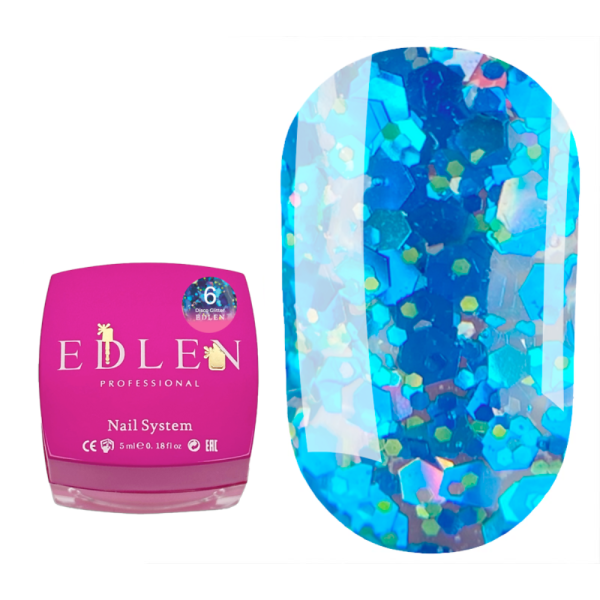 Edlen Disco Glitter №06 - глітерний гель, бірюзовий, 5 мл