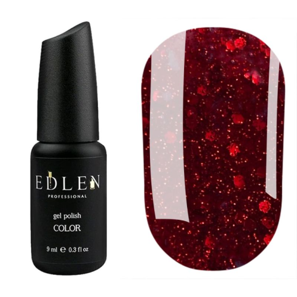 Гель-лак Edlen Color №086, червоний з блискітками, 9 мл