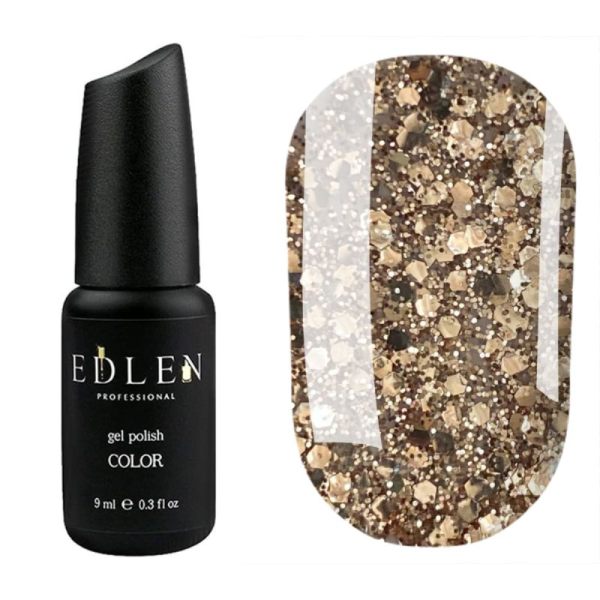 Гель-лак Edlen Color №089, прозрачный с золотыми хлопьями, 9 мл