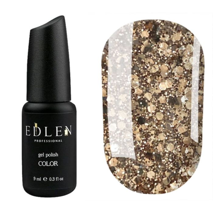 Гель-лак Edlen Color №089, прозорий із золотими пластівцями, 9 мл