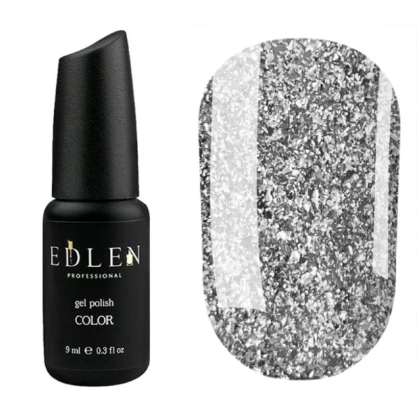 Гель-лак Edlen Color №090, прозрачный с серебристыми хлопьями, 9 мл