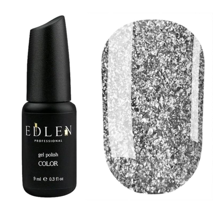 Гель-лак Edlen Color №090, прозорий із сріблястими пластівцями, 9 мл