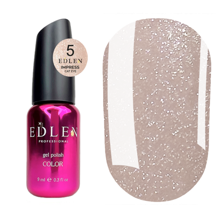 Гель-лак котяче око Edlen Impress Cat Eye №05 кришталеве, бежевий, 9 мл