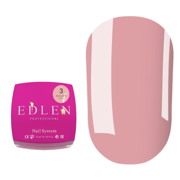 Edlen Jam Gel №3 - гель-желе для нарощування, рожевий, 15 мл