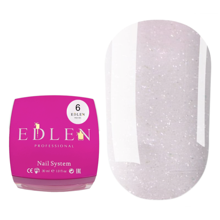 Edlen Poly Gel №06 - полигель, светло-розовый с микроблеском, 30 мл