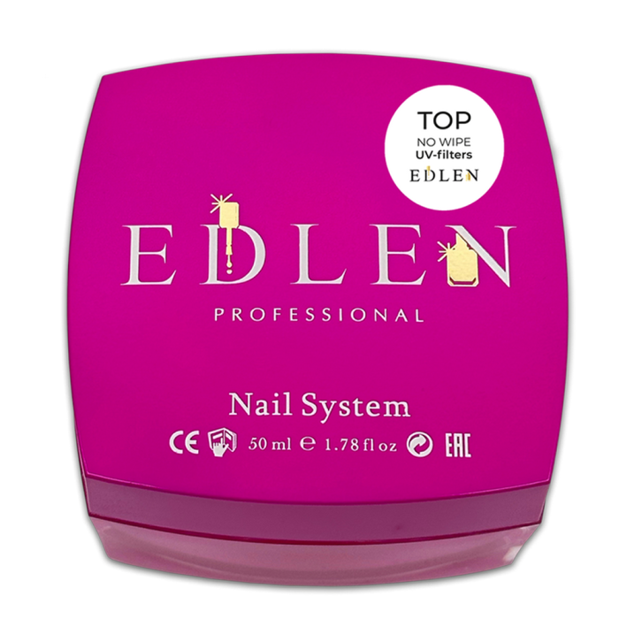 Edlen Top No Wipe UV-filters - топ без липкого слоя, с УФ-фильтром, без кисточки, 50 мл