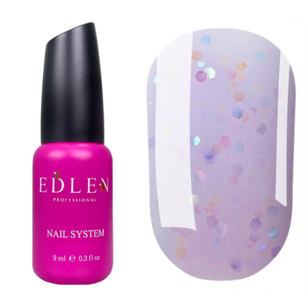 Edlen Water Acrygel Glitter №14 - рідкий акрил-гель, ліловий з різнокольоровими каміфубуками, 9 мл