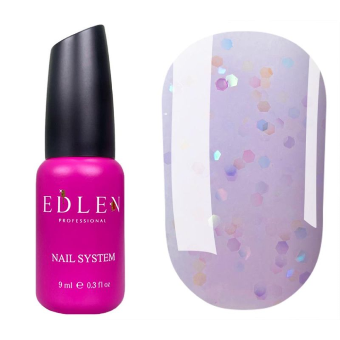 Edlen Water Acrygel Glitter №14 - рідкий акрил-гель, ліловий з різнокольоровими каміфубуками, 9 мл