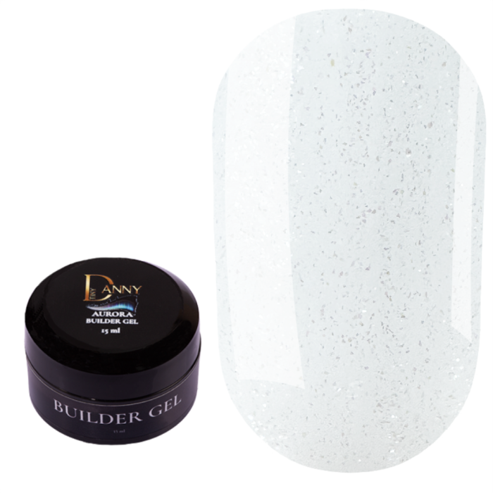 DANNY Builder Gel Aurora №01 - камуфлирующий гель, молочный с мелким бирюзовым шиммером, 15 мл