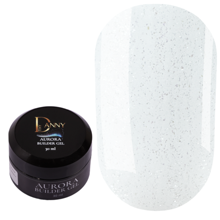DANNY Builder Gel Aurora №01 - камуфлюючий гель, молочний із дрібним бірюзовим шиммером, 30 мл