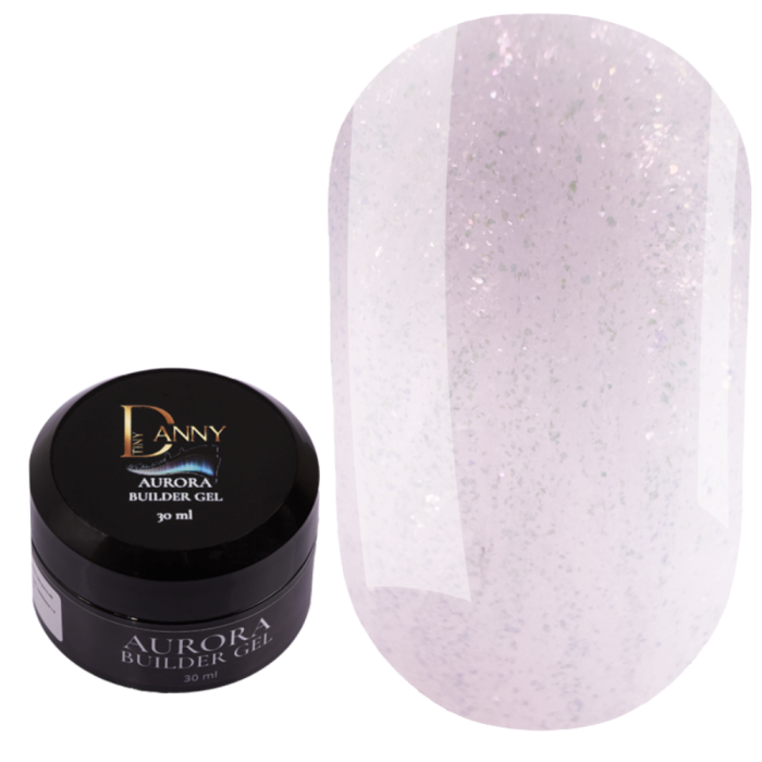DANNY Builder Gel Aurora №03 - камуфлюючий гель, рожевий з дрібним ярко-рожевим шиммером, 30 мл
