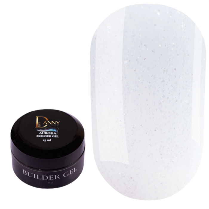 DANNY Builder Gel Aurora №04 - камуфлюючий гель, молочний із дрібними сріблястим шиммером, 15 мл