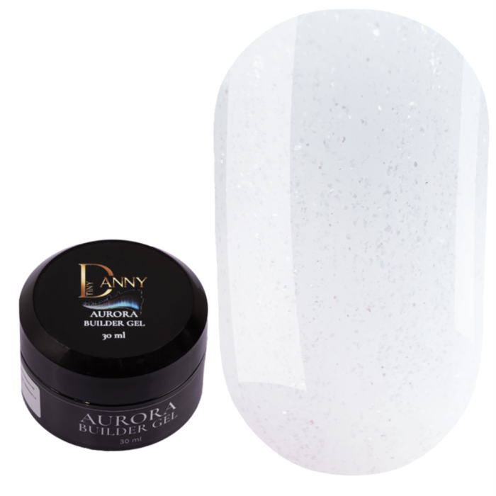 DANNY Builder Gel Aurora №04 - камуфлирующий гель, молочный с мелким серебристым шиммером, 30 мл