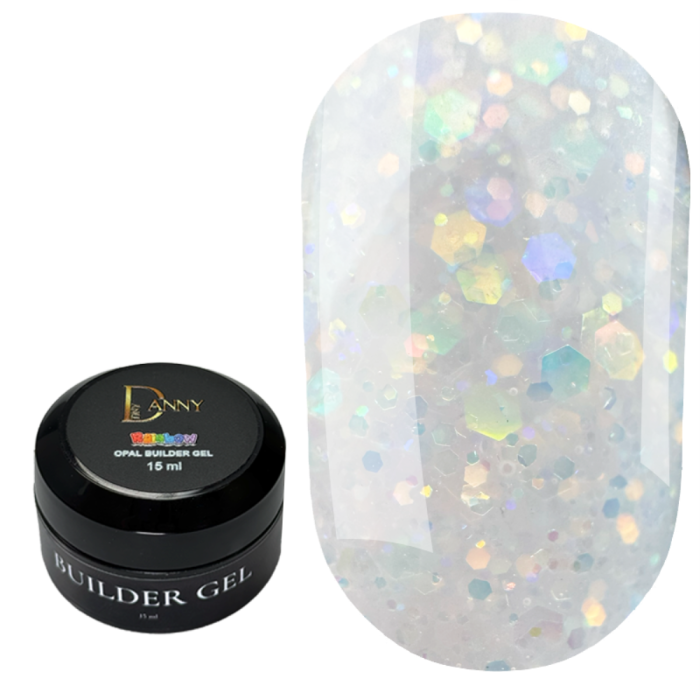DANNY Rainbow Opal Builder Gel №03 - камуфлюючий гель, персиковий з опалими блискітками, 15 мл