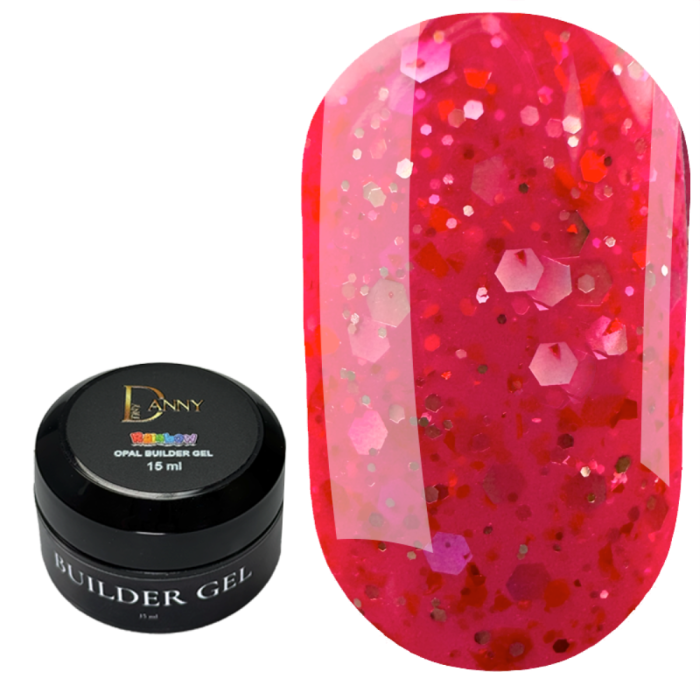 DANNY Rainbow Opal Builder Gel №05 - камуфлюючий гель, ягідний з опалими блискітками, 15 мл