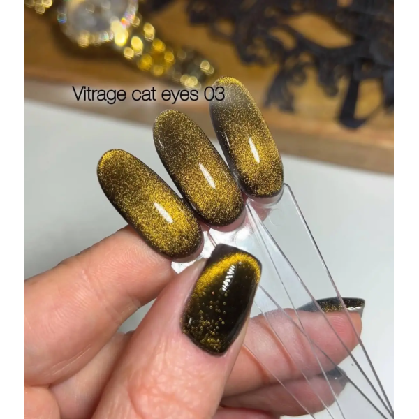 Гель-лак котяче око DANNY Vitrage Cat Eyes №03, вітражний, чорно-золотий, 8 мл