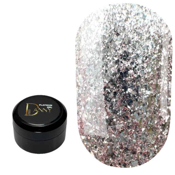 DANNY Platinum Gel №02 - глиттерный гель, пудрово-серебристый, 8 мл