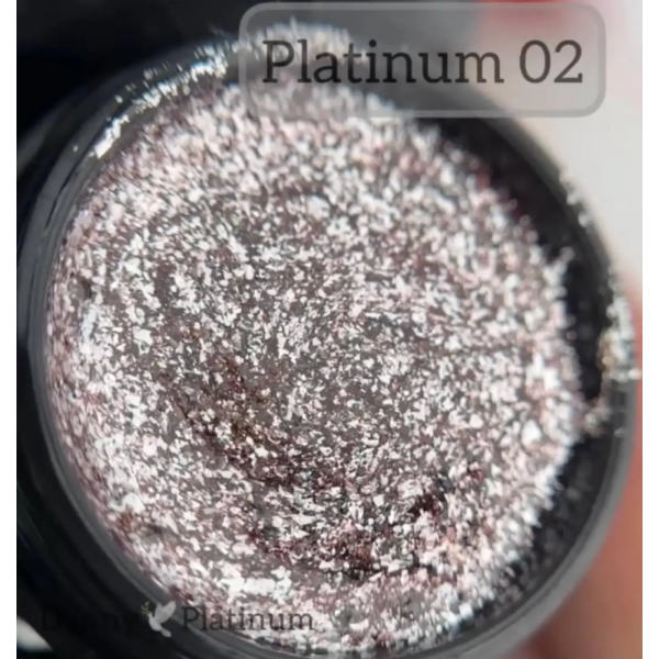 DANNY Platinum Gel №02 - глиттерный гель, пудрово-серебристый, 8 мл
