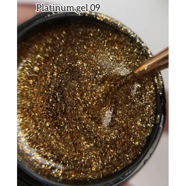 DANNY Platinum Gel №09 - глиттерный гель, теплый золотистый, 8 мл