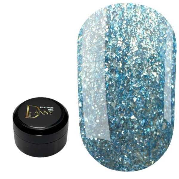 DANNY Platinum Gel №14 - глітерний гель, холодний сріблясто-блакитний, 8 мл