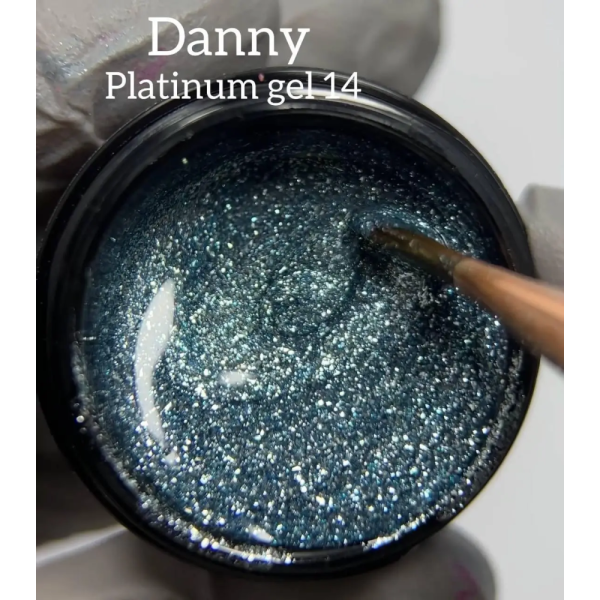 DANNY Platinum Gel №14 - глітерний гель, холодний сріблясто-блакитний, 8 мл