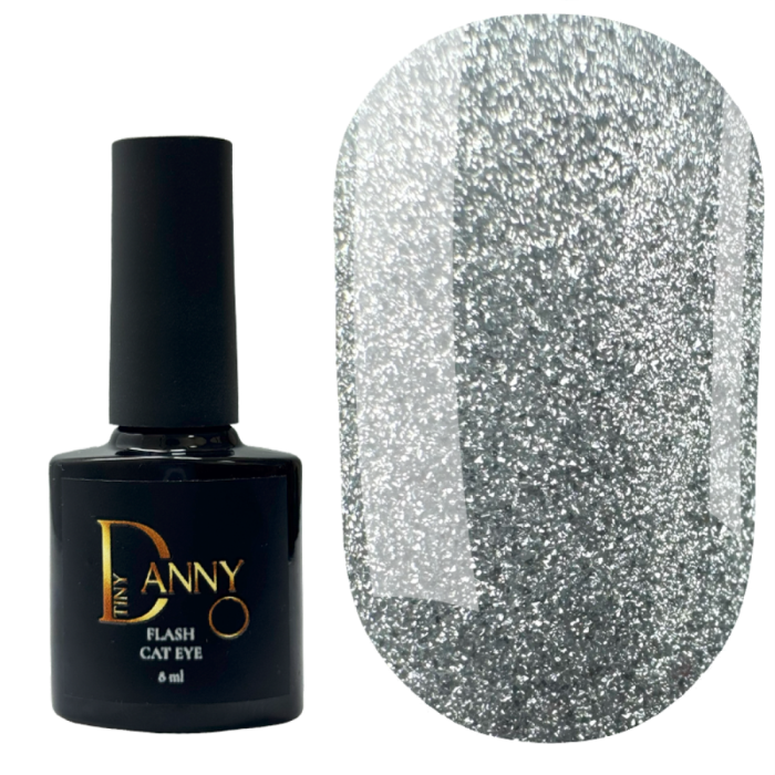 Гель-лак котяче око DANNY Flash Cat Eye №01, світловідбивний, сріблястий, 8 мл