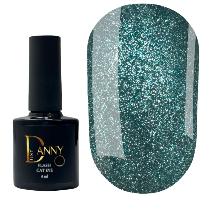 Гель-лак котяче око DANNY Flash Cat Eye №04, світловідбивний, смарагдовий, 8 мл