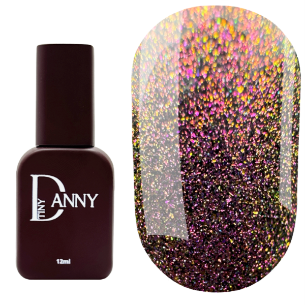 Гель-лак кошачий глаз DANNY Sunshine Cat Eye №02,прозрачный с малиново-золотистыми блестками,12 мл