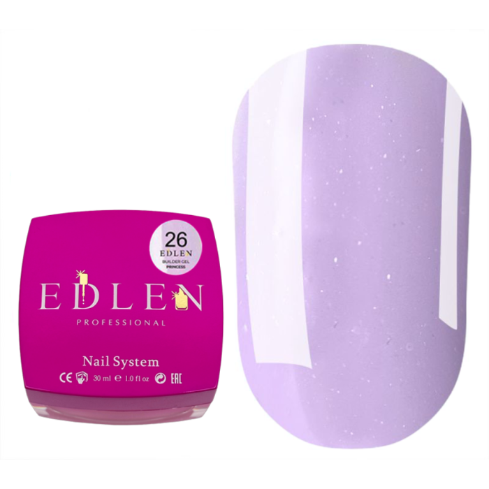Гель для нарощування Edlen Builder Gel Princess №26, ліловий з мікроблиском, 30 мл