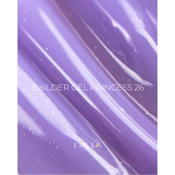 Гель для наращивания Edlen Builder Gel Princess №26, лиловый с микроблеском, 30 мл