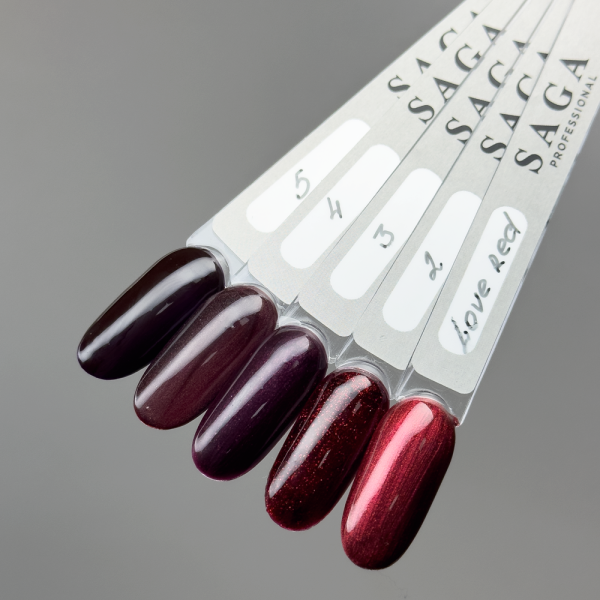 Гель-лак SAGA Professional Love Red №01, красный с мелким шиммером, 10 мл