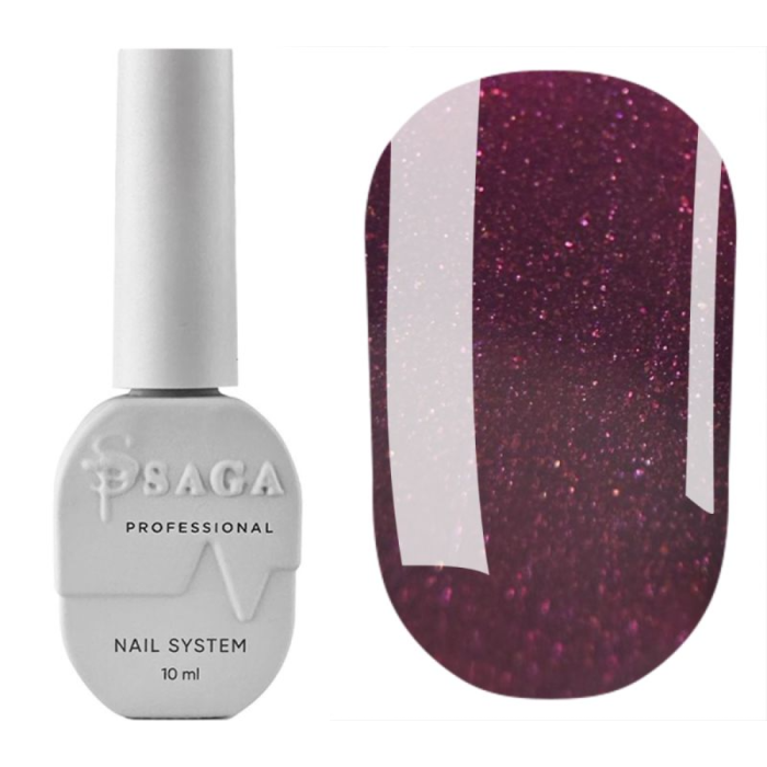 Гель-лак SAGA Professional Love Red №03, темно-сливовый с мелкими блестками, 10 мл