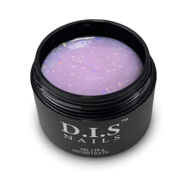 DIS Nails Builder №051 - моделюючий гель, рожевий з голографічними каміфубуками, 28 г