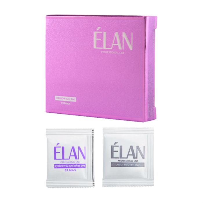 ELAN Eyebrow Gel Tint 01 Black (сет) - гель-фарба + окислювач для брів, (чорний), 5 г